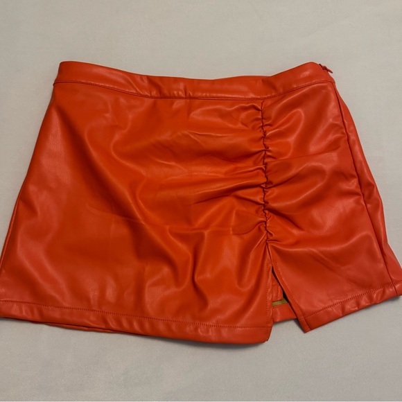 HYFVE Pants - Bright Orange Faux Leather SKORT‎